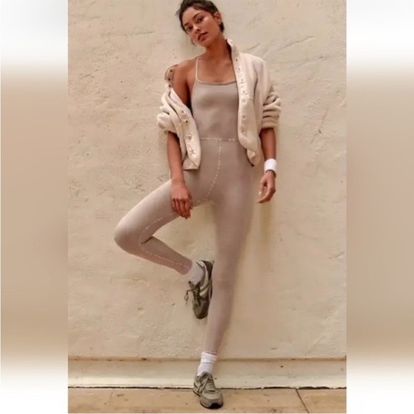 Free People Movement Happiness Run Square Neck Jumpsuit - Picture 1 of 12